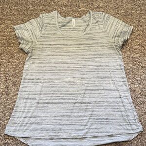 LuLaRoe Light Gray Striped Short Sleeve Tee